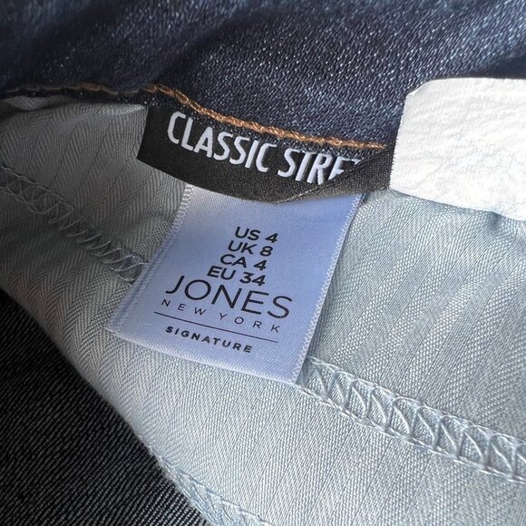 Jones New York Women's Blue Cotton Lexington Straight Classic Stretch Size 4 - Picture 5 of 5